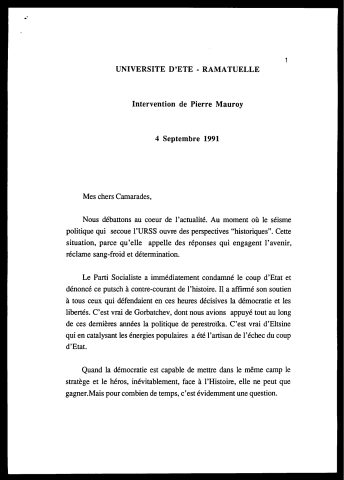 Université d'été du Parti Socialiste. (Ramatuelle)