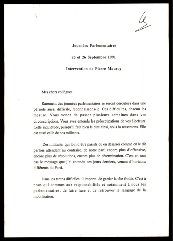 Journées parlementaires. (Paris)