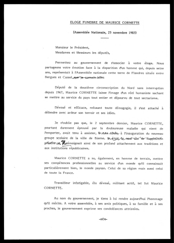 Décès de Maurice Cornette.