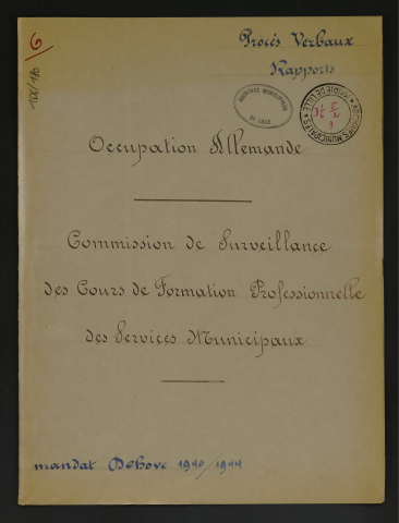 Commission de surveillance des cours de formation professionnelle des services municipaux.