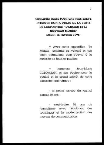 Visite de l'exposition "L'ancien et le nouveau Monde" (50ème anniversaire du Monde). (Lille)