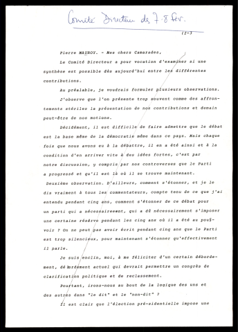 Comité Directeur de Synthèse. (Paris)