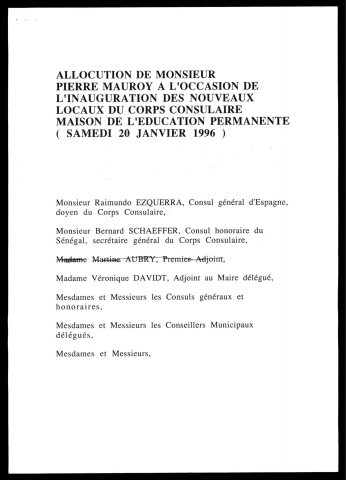 Inauguration des nouveaux locaux du corps consulaire. (Lille)