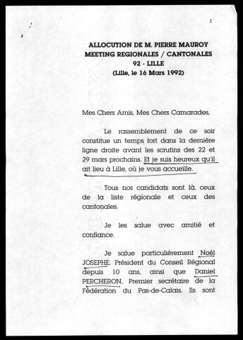 Meeting Régionales-Cantonales. (Lille)