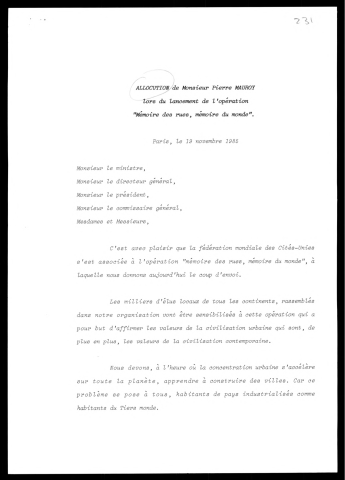 Opération Mémoire des rues, mémoire du monde. (Lille)