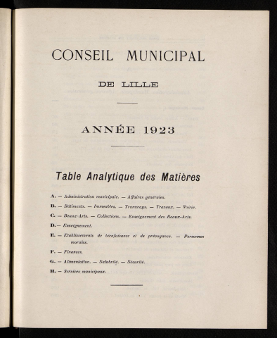 Table analytique 1923