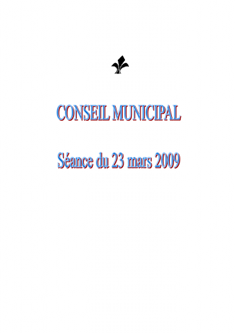 Délibérations, séance du 23 mars 2009.