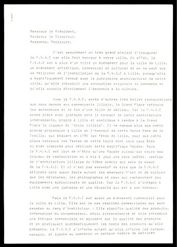 Inauguration de la Fnac à Lille.