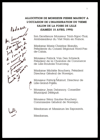 Inauguration du 70ème salon de la Foire de Lille. (Lille)