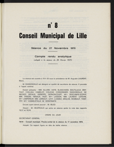 séance du 27 novembre 1970