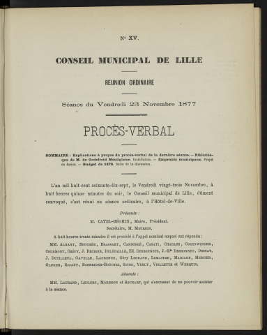 séance du 23 novembre 1877