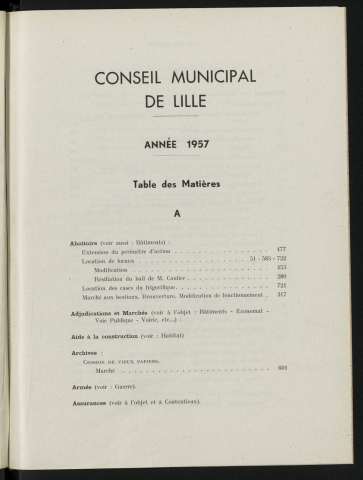 Table analytique 1957