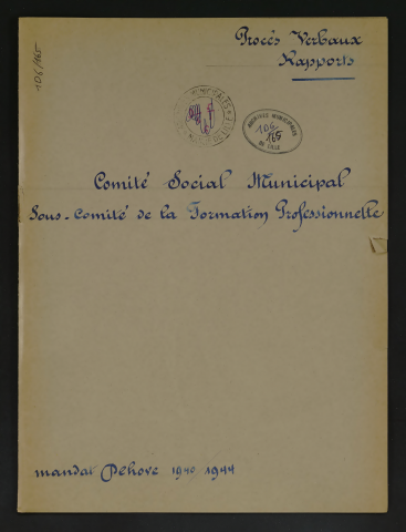 Comité social municipal, sous-comité de la formation professionnelle.