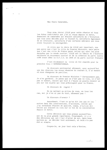 Réunion de courant B au parti socialiste.