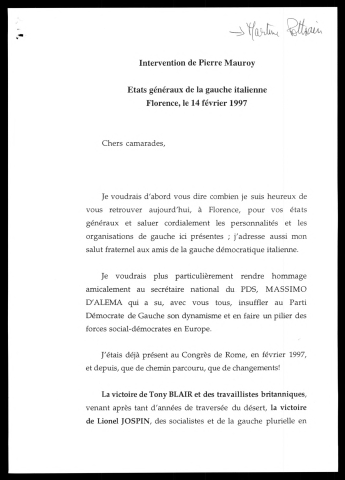 Etats généraux de la gauche italienne. (Florence - Italie)