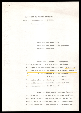 Inauguration du siège de l'Institut de recherches économiques et sociales (IRES).