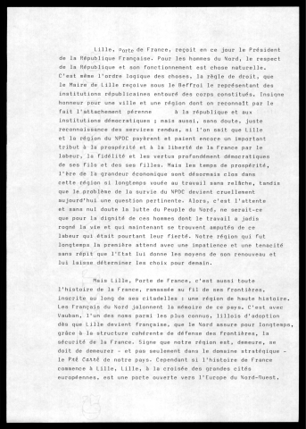 Venue du président Valéry Giscard d'Estaing à Lille les 9 et 10/10/1980.