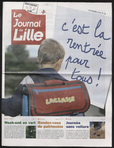 Le Journal de Lille n°56 - C'est la rentrée pour tous ! ; Week-end au vert ; Rendez-vous du Patrimoine ; Journée sans voiture