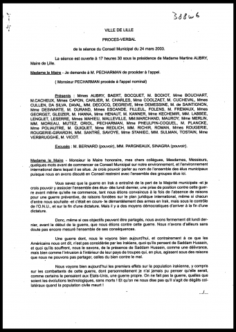 Conseil municipal du 24 mars 2003.