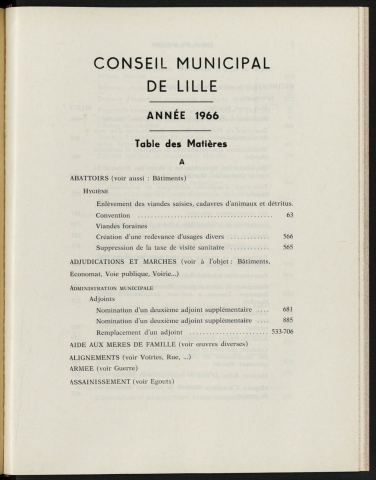 Table analytique 1966