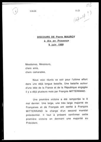 Meetings politiques. (Marseille, Aix-en-Provence)