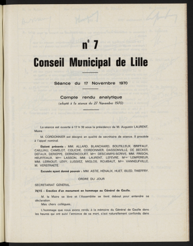 séance du 17 novembre 1970
