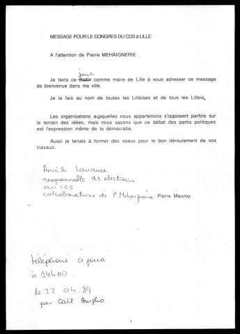 Congrès du CDS. (Lille)