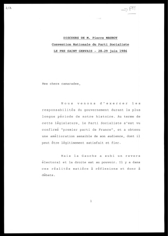 Convention Nationale du Parti Socialiste. (Le Pré-Saint-Gervais)