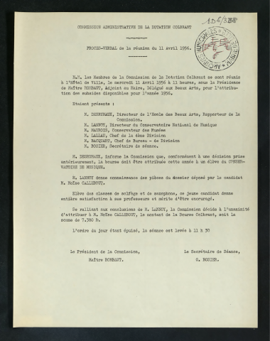 Commission de la dotation Colbrant.