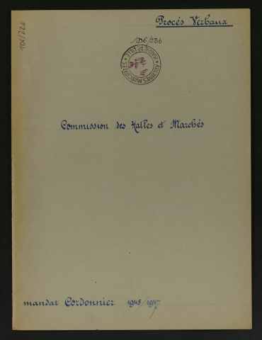 Commission des halles et marchés.