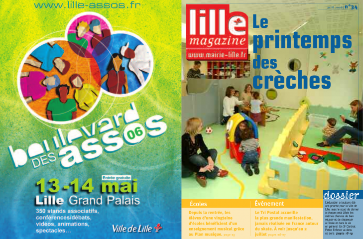 Lille magazine N°34 (avril). - Le printemps des crèches ; depuis la rentrée, les élèves d'un vingtaine d'écoles bénéficient d'un enseignement musical grâce au plan musique ; le tri postal accueille la plus grande manifestation, jamais réalisée en France autour du skate. A voir jusqu'au 2 juillet.