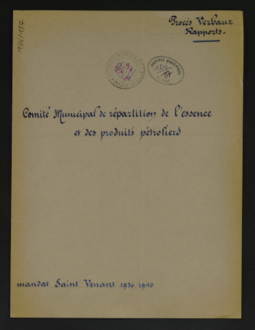 Comité municipal de répartition de l'essence et des produits pétroliers.