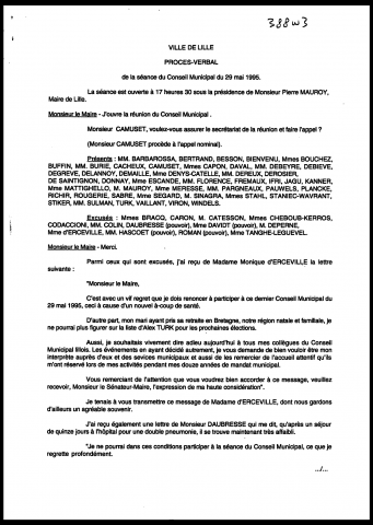 Conseil municipal du 29 mai 1995.