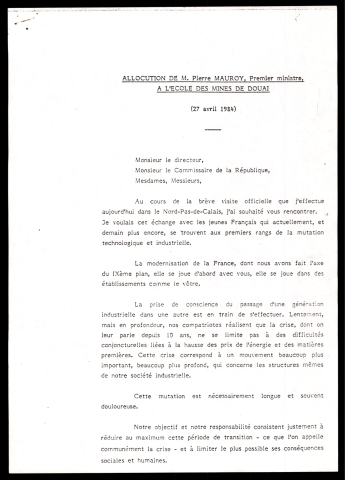 Visite à l'école des mines de Douai.