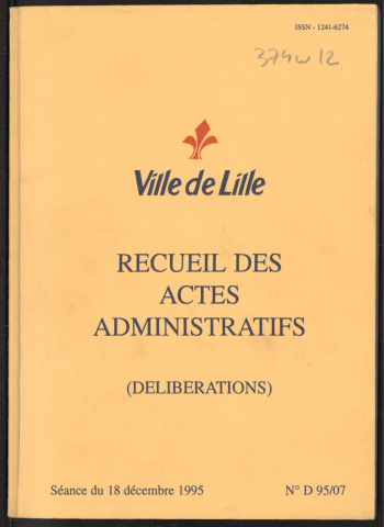 Délibérations, séance du 18 décembre 1995.