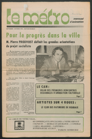 Le Métro, édition de Roubaix .- Pour le progrès dans la ville.