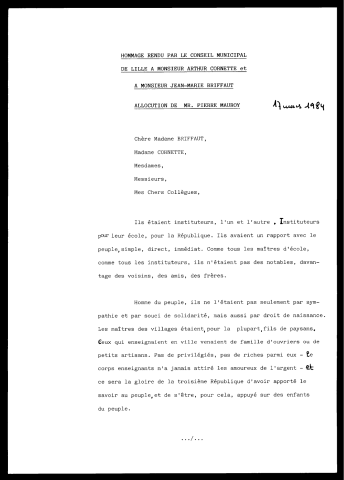 Hommage à Arthur Cornette et Jean-Marie Briffaut.