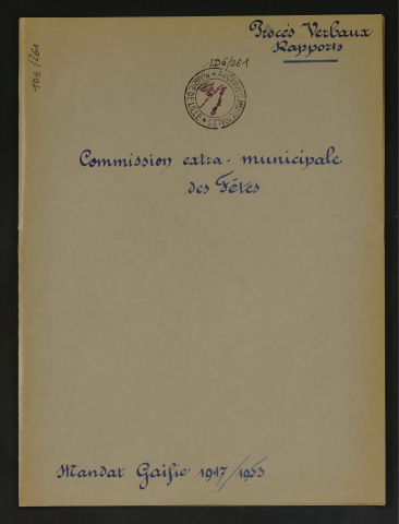 Commission extra-municipale des fêtes.