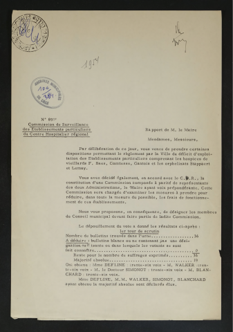 Commission de surveillance des établissements particuliers du centre hospitalier régional.