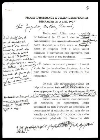 Hommage à Julien Decottignies.