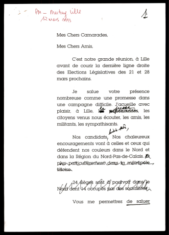 Meeting fédéral Nord pour les législatives. (Lille)