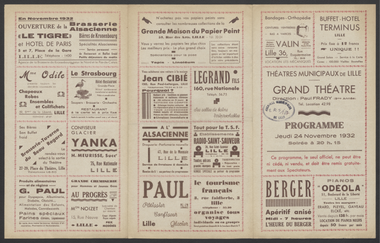 Les pêcheurs de perles, 24/11/1932.