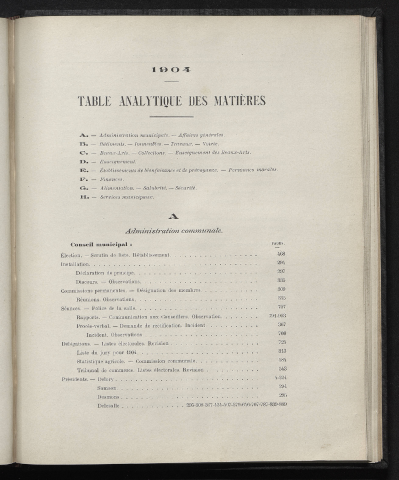 table analytique 1904