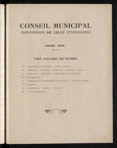 Table analytique 1929