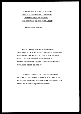 Lancement de l'opération de rénovation des façades des immeubles commerciaux lillois. (Lille)