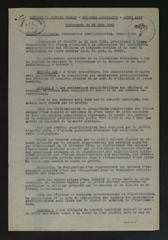 Commission administrative des hospices.