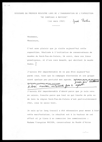 Inauguration de l'exposition De Carpeaux à Matisse au musée Rodin.