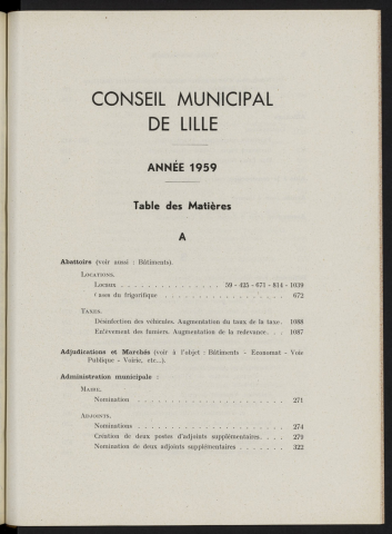 Table analytique 1959