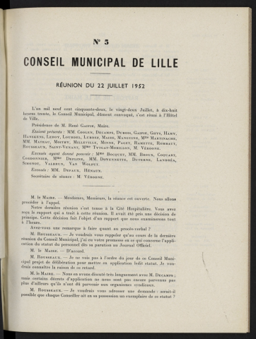séance du 22 juillet 1952
