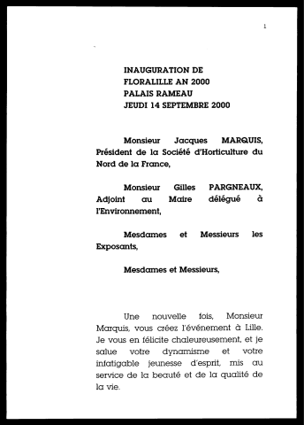 Inauguration de Floralille. (Lille)